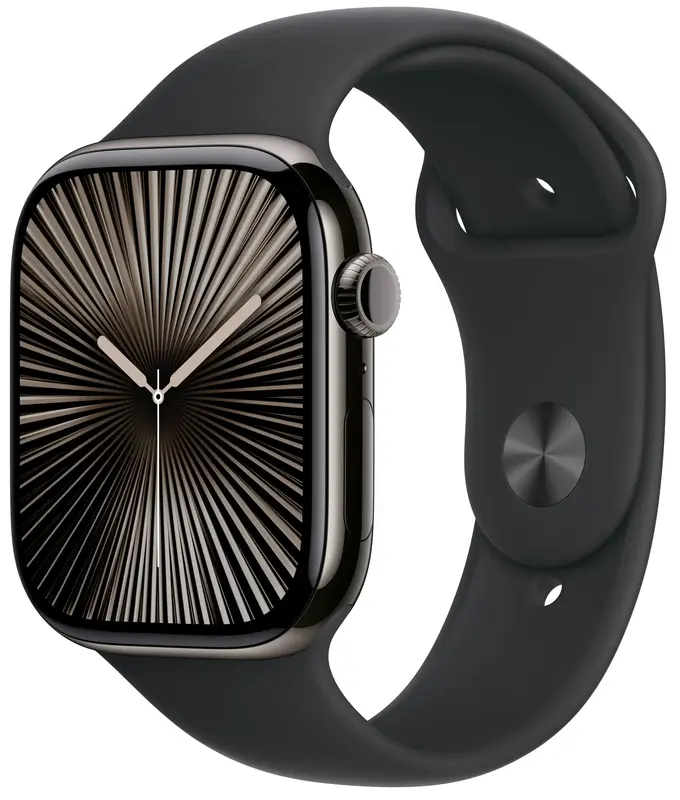 Apple Watch Series 10 GPS + Cellular 46mm Slate Titanium Case with Black Sport Band - M/L - фото - №0