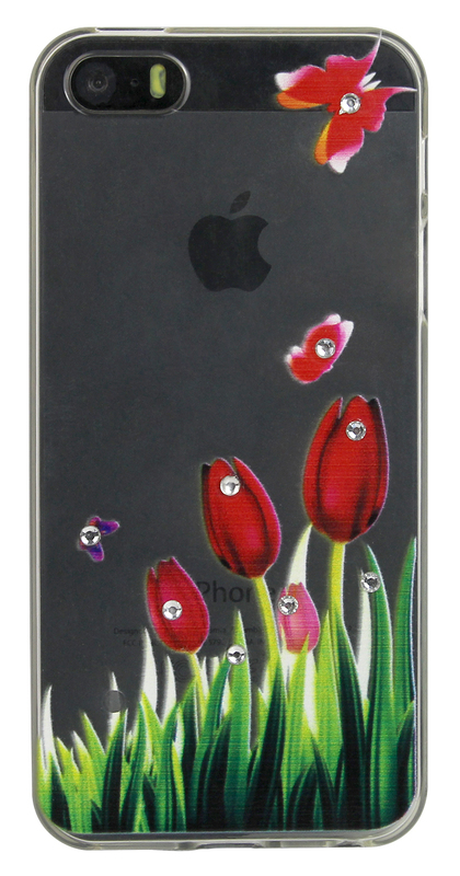 Чохол Lucent Diamond iPhone 5 / 5S / SE Tulips Red - фото - №0