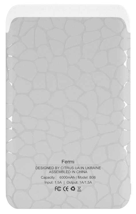 Портативна батарея Fermi 6000mAh white (B06) фото