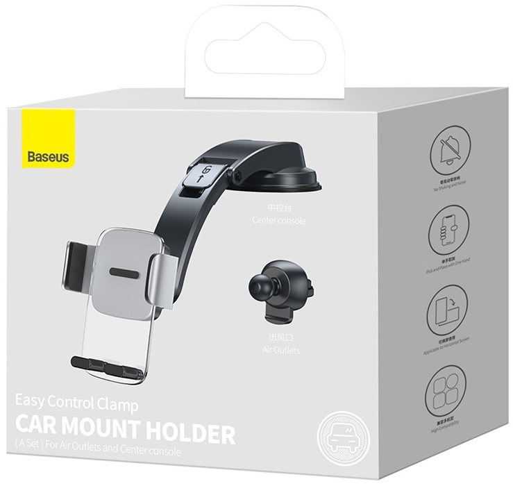 Автотримач Baseus Easy Control Clamp Pyste Type + Air Outlet set (Silver) фото