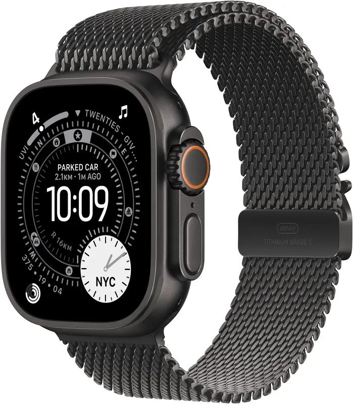 Apple Watch Ultra 3 GPS + Cellular 49mm Black Titanium Case with Black Titanium Milanese Loop Medium (MF1Q4QP/A) - фото - №0