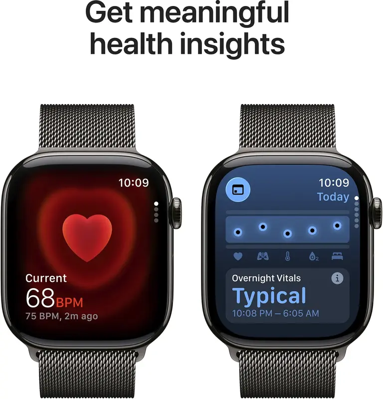 Apple Watch Series 11 GPS + Cellular 46 mm Slate Titanium Case with Slate Milanese Loop - S/M (MFD34RK/A) - фото - №4