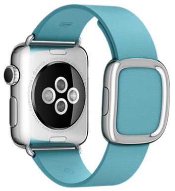Смарт-часы Apple Watch 38mm Stainless Steel светло-синий ремешок с современной пряжкой Medium (MMFA2) фото