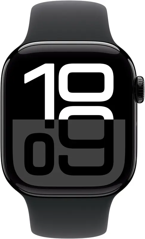 Apple Watch Series 10 GPS + Cellular 42mm Jet Black Aluminium Case with Black Sport Band - M/L - фото - №1