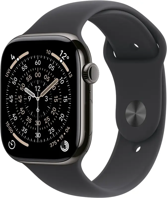 Apple Watch Series 11 GPS + Cellular 46mm Slate Titanium Case with Black Sport Band - M/L (MFD24RK/A) - фото - №0