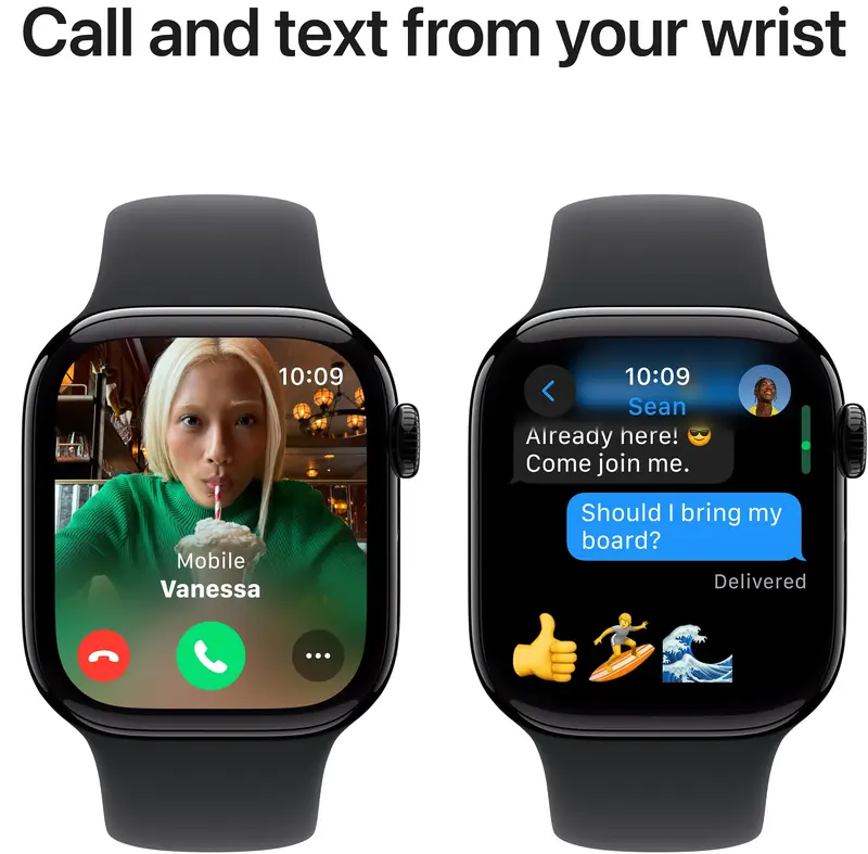 Apple Watch Series 10 GPS + Cellular 42mm Jet Black Aluminium Case with Black Sport Band - M/L - фото - №6