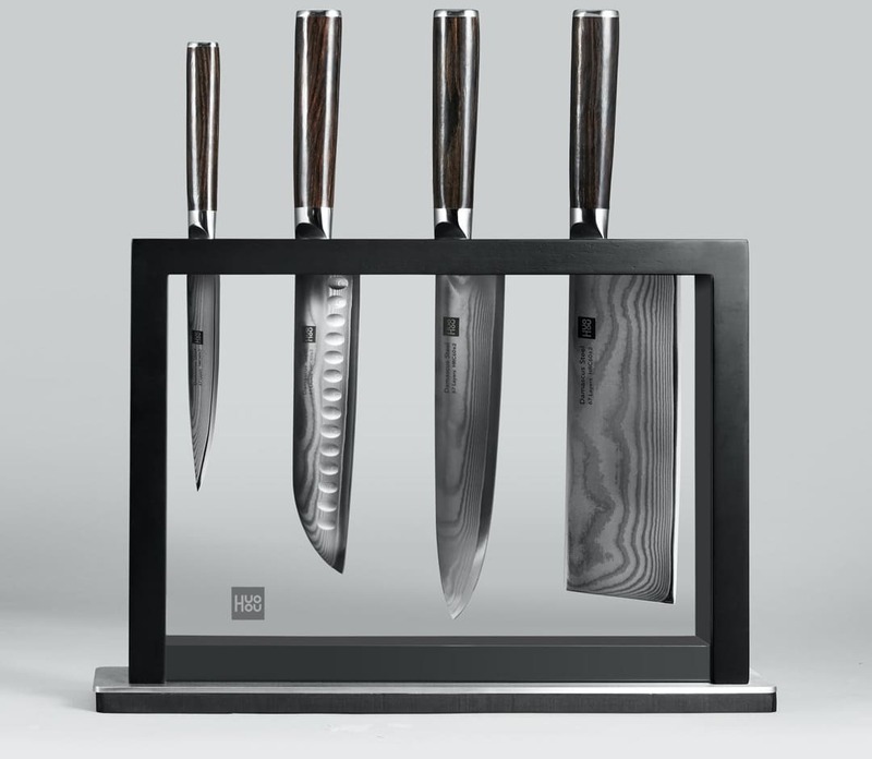 Набір ножів HuoHou дамаська сталь із підставкою, 4 шт. (HU0073) фото
