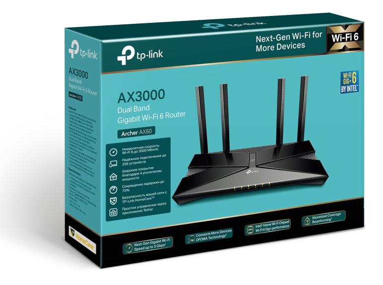 Інтернет роутер TP-Link Archer AX50 Wi-Fi 6 (2.4Gz/5Gz) 2976Mbps фото