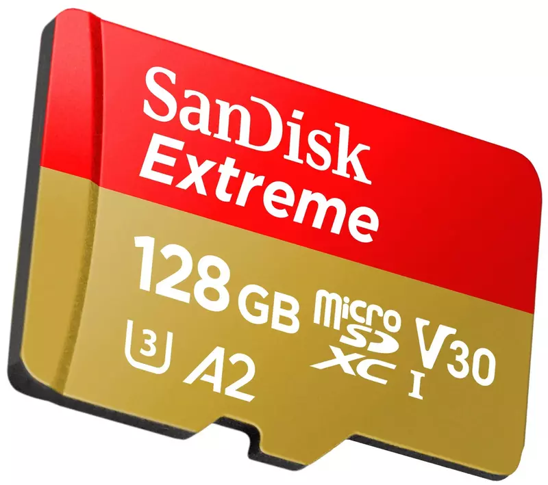 Карта памяти microSD SanDisk 128GB C10 UHS-I U3 R190/W90MB/s Extreme V30 + SD (SDSQXAA-128G-GN6MA) фото