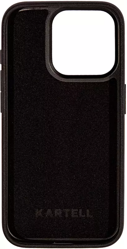 Чохол для iPhone 15 Pro Max Kartell чорна натуральна шкіра з тисненням Герба України фото