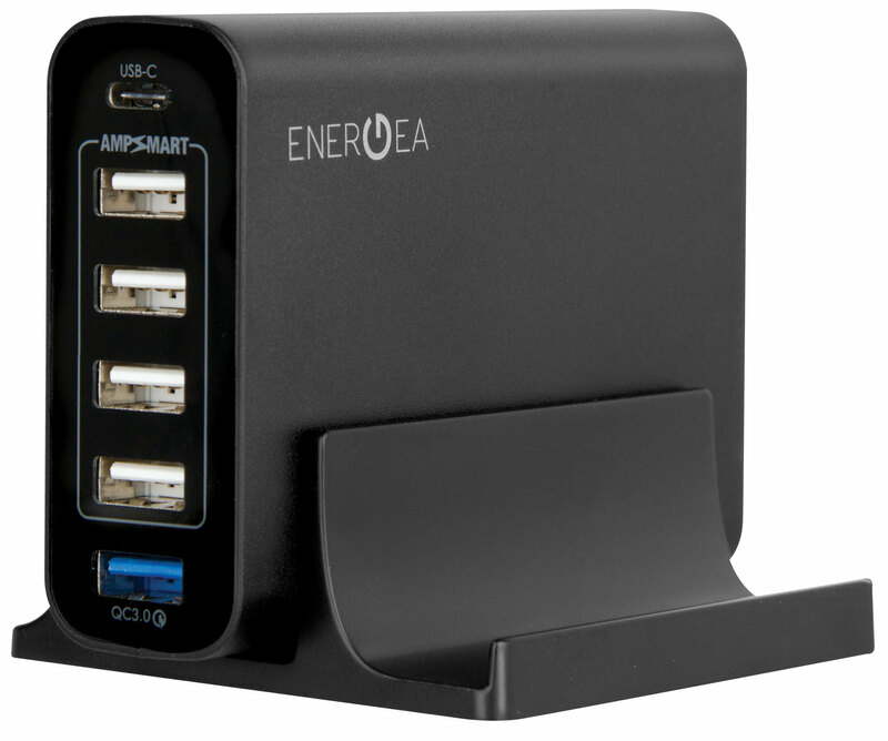Універсальний мережевий ЗП Energea USB 6х (QC3.0 USB-C) чорний фото