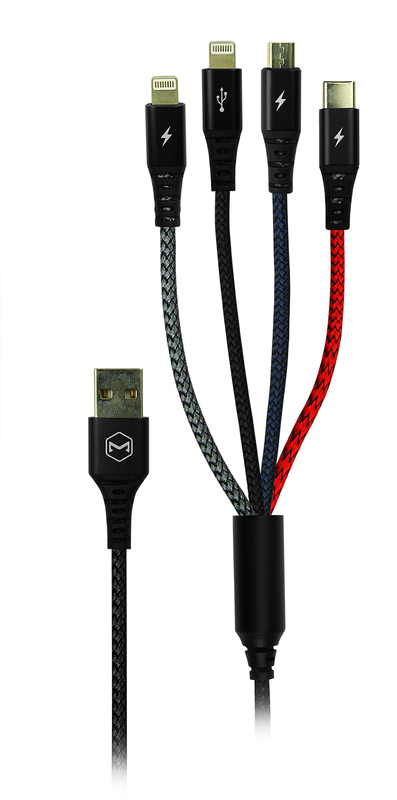 Кабель 4 в 1 USB - Lightning*2+micro USB+USB-C McDodo 1.2m (Black) CA-6230 фото