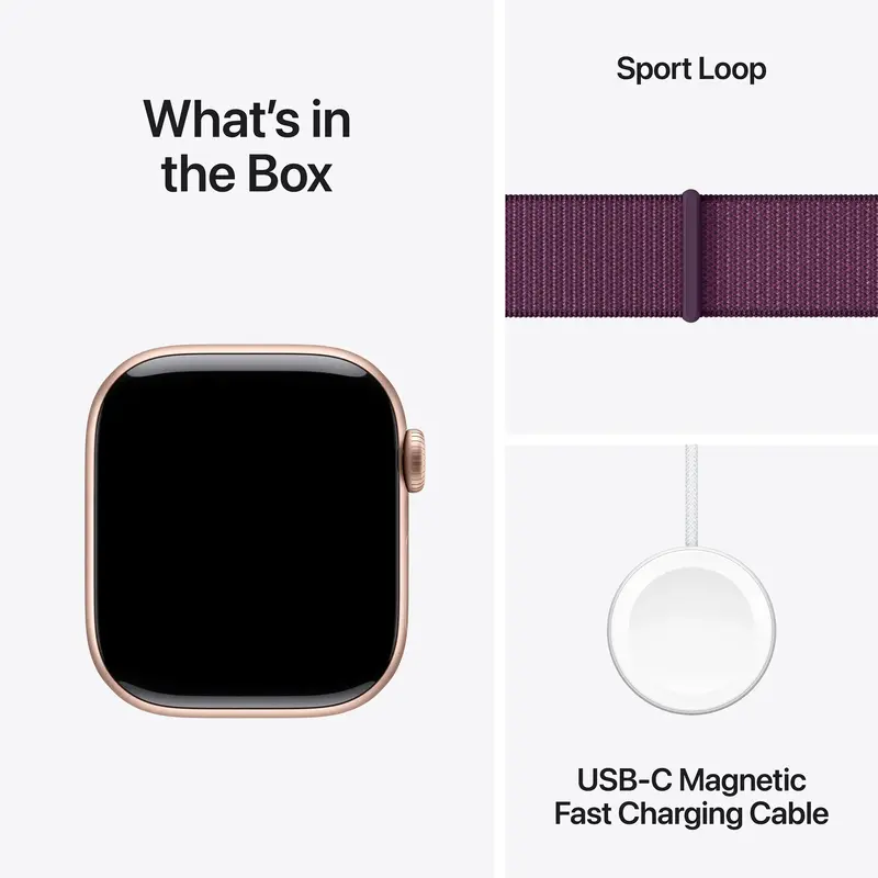 Apple Watch Series 10 GPS + Cellular 42mm Rose Gold Aluminium Case with Plum Sport Loop - фото - №8