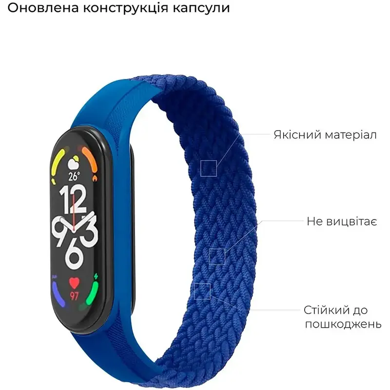 Ремешок для Xiaomi Mi Band 7/6/5/4 ArmorStandart Braided Solo Loop Голубой размер M фото