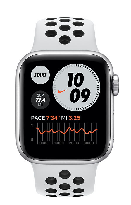 Apple Watch Nike SE 40mm Silver Aluminium Case with Pure Platinum Black Nike Sport Band MYYD2 фото