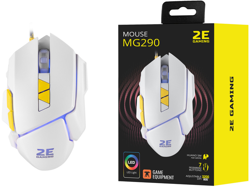Ігрова комп'ютерна миша 2E GAMING MG290 LED USB (White) 2E-MG290UWT фото