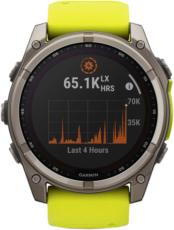 Смарт-годинник GARMIN Fenix 8 - 47 мм, Solar Sapphire,титан з жовтим/графітовим силіконовим ремінцем (010-02906-21) фото
