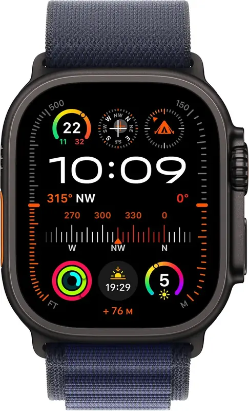 Ремінець для годинника Apple Watch 49/46/45/44mm Navy Alpine Loop - Medium - Black Titanium Finish - фото - №1