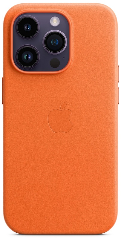 Чохол Apple Leather Case with MagSafe (Orange) MPPL3ZE/A для iPhone 14 Pro фото