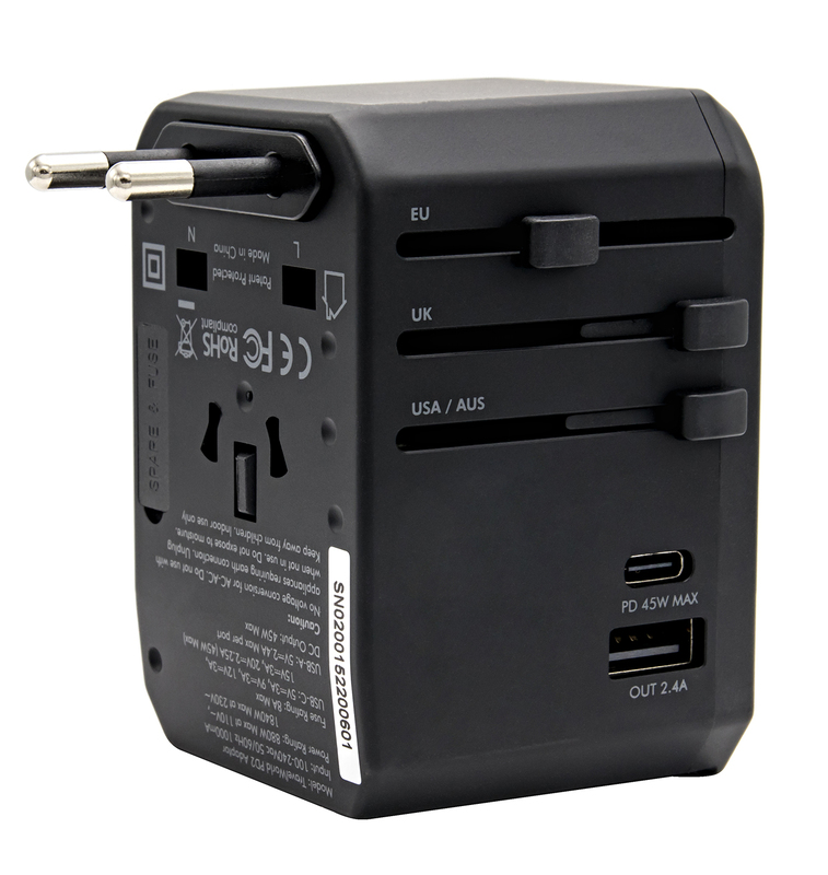 Универсальное сетевое ЗУ Energea USB 4x Travelworld PD Adaptor 45W (Black) 6957879423253 фото