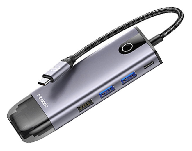 HUB USB McDodo HU-7730 8 в 1 (Gray) фото