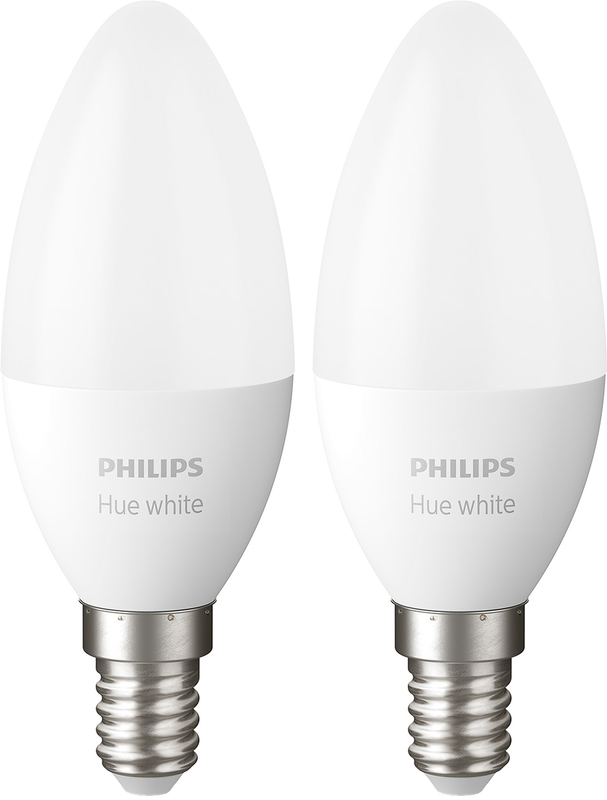 Комплект ламп Philips Hue E14, 5.5W(40Вт), 2700K, White, Bluetooth, димируемая, 2 шт 929002039904 фото