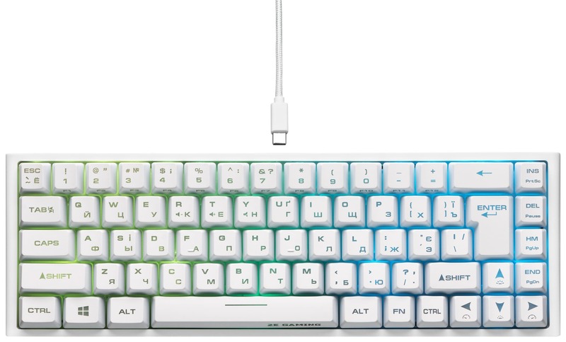 Ігрова клавіатура 2E GAMING KG350 RGB 68key USB Ukr (White) 2E-KG350UWT фото