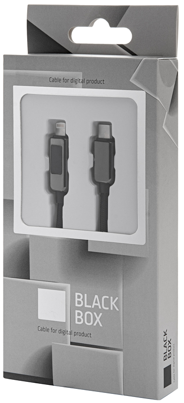 Кабель USB-C to Lightning BlackBox 1m Digital LED display 30W (Black) фото