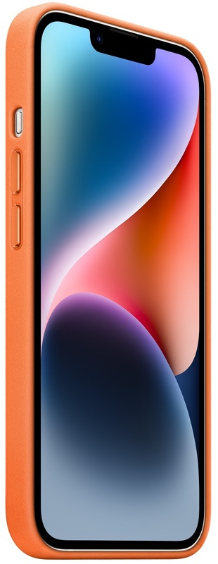 Чехол Apple Leather Case with MagSafe (Orange) MPP83ZE/A для iPhone 14 фото