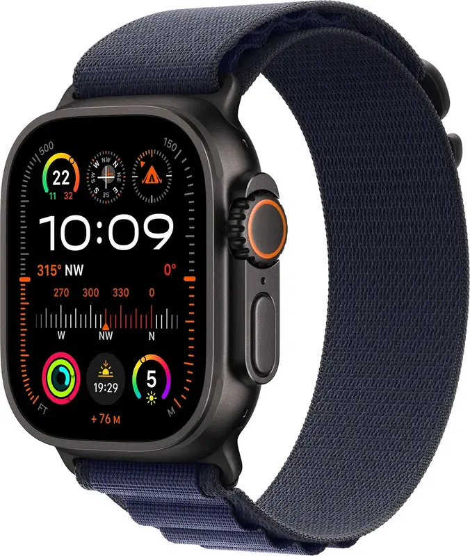 Ремінець для годинника Apple Watch 49/46/45/44mm Navy Alpine Loop - Medium - Black Titanium Finish - фото - №2