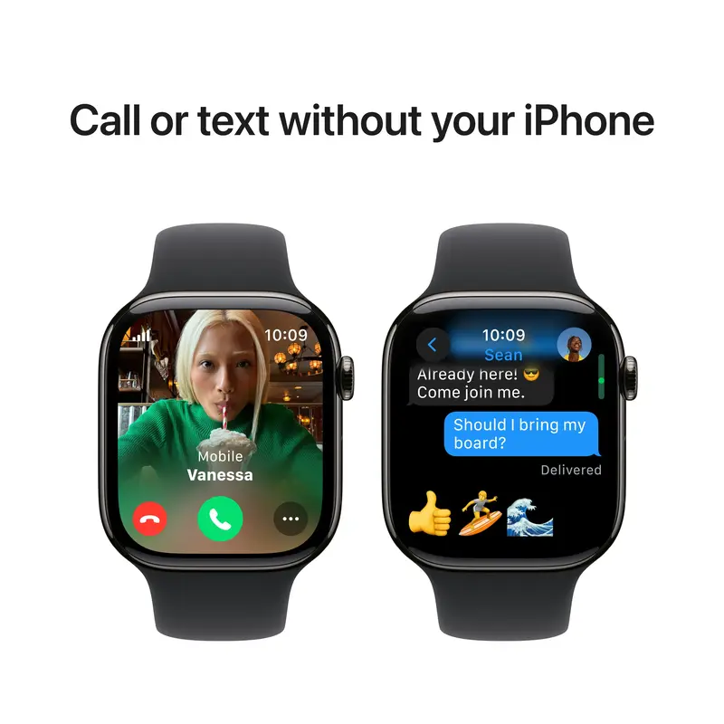 Apple Watch Series 10 GPS + Cellular 42mm Gold Titanium Case with Starlight Sport Band - M/L - фото - №6