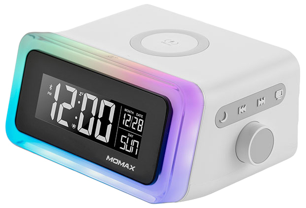 Настольные часы с беспроводной ЗУ Momax Q.Clock 2 Digital Clock with Wireless Charger (White) QC2EUW фото