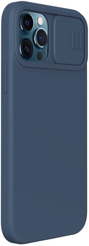 Чехол для Apple iPhone 12/12 Pro CamShield Silky Silicone Case (Blue) фото
