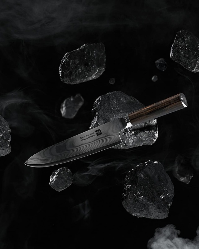 Набор ножей HuoHou дамасская сталь с подставкой, 4 шт. (HU0073) фото