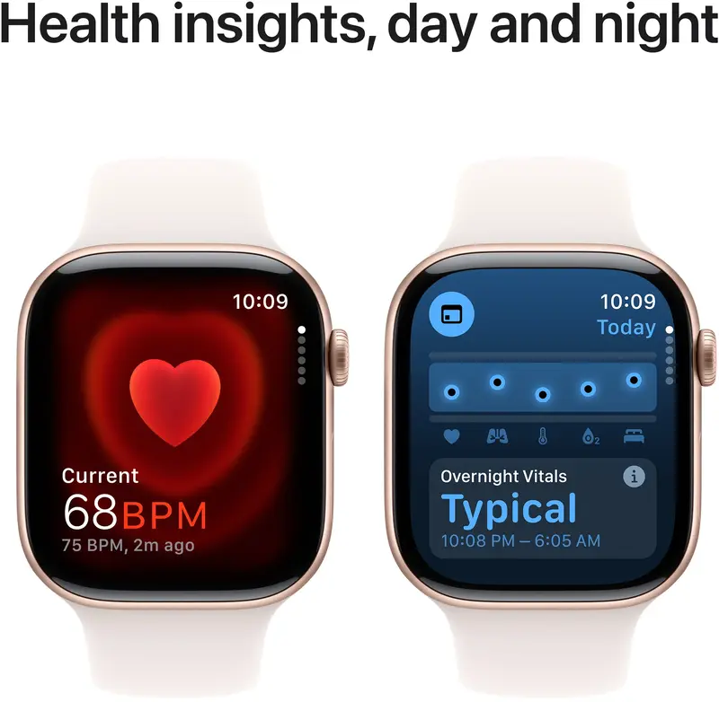 Apple Watch Series 10 GPS + Cellular 46mm Rose Gold Aluminium Case with Light Blush Sport Band - S/M - фото - №4