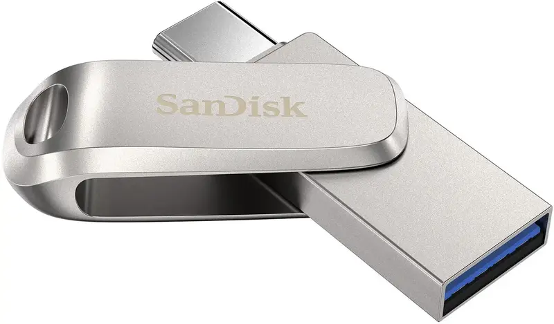 USB-Flash SanDisk 256GB USB 3.1 Type-A + Type-C Dual Drive Luxe Срібний - фото - №4