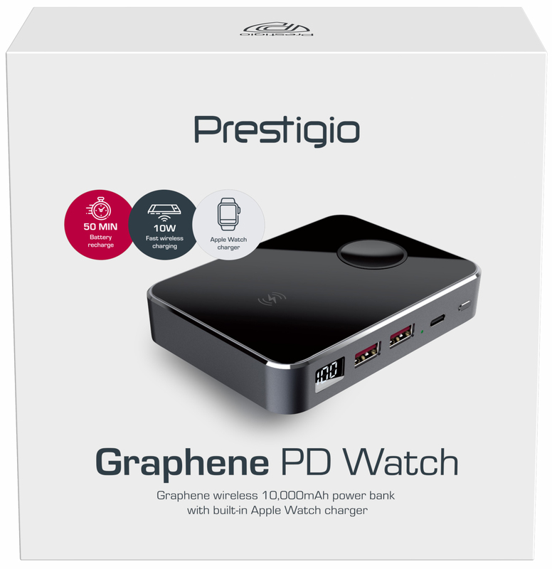 Порт. ЗУ Prestigio (Graphene PD Watch Edition) 10000mAh wireless+ЗУ 60W серый фото