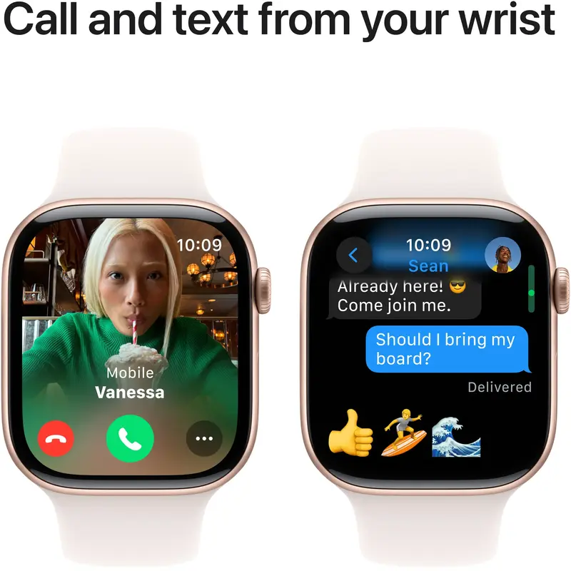 Apple Watch Series 10 GPS + Cellular 46mm Rose Gold Aluminium Case with Light Blush Sport Band - M/L - фото - №6