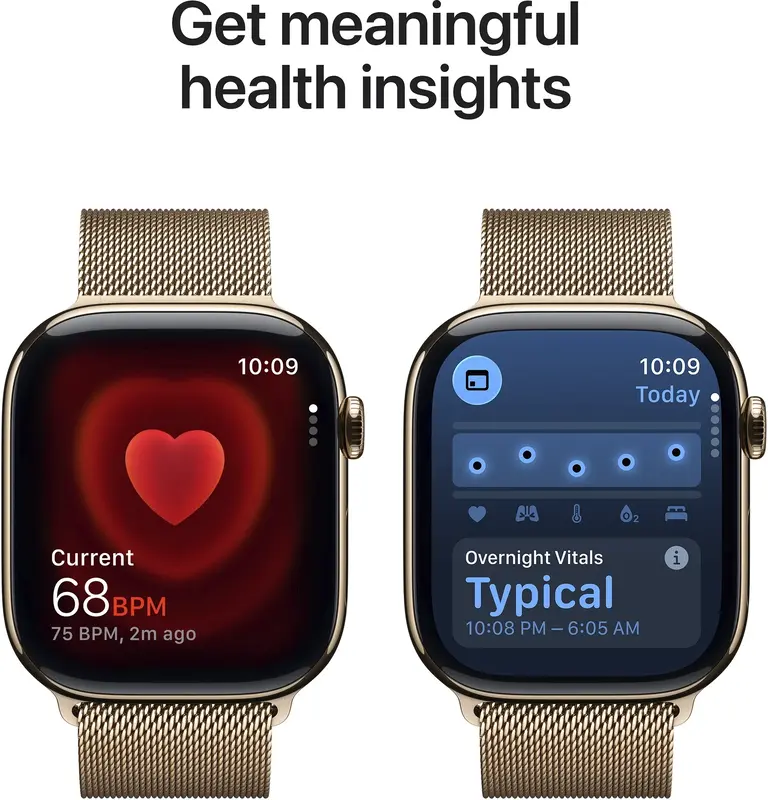 Apple Watch Series 11 GPS + Cellular 46mm Gold Titanium Case with Gold Milanese Loop - S/M (MFD74RK/A) - фото - №4