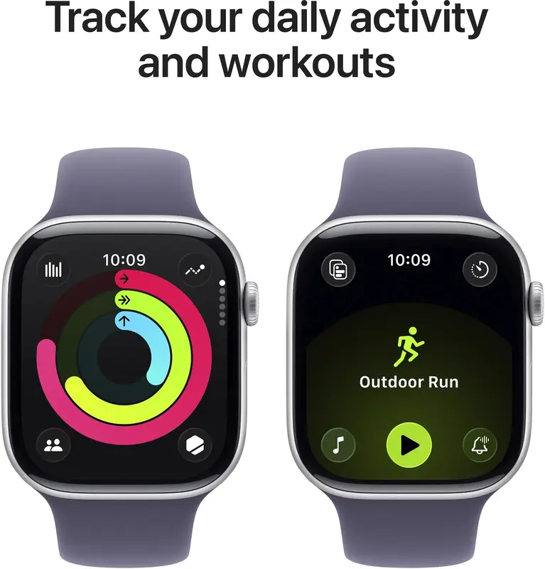 Apple Watch Series 11 GPS 42mm Silver Aluminium Case with Purple Fog Sport Band - M/L (MEU74RK/A) - фото - №3