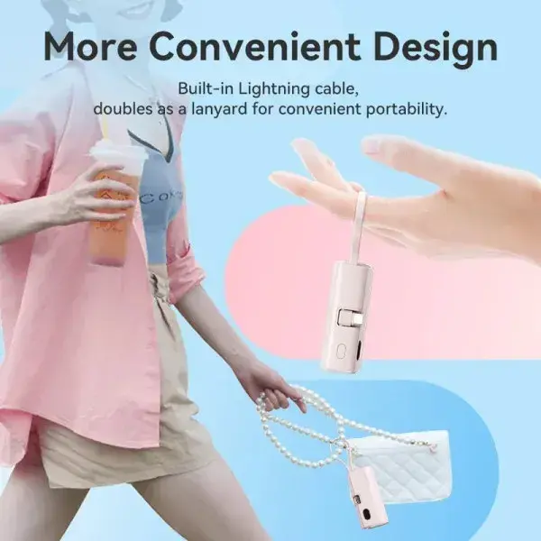 Порт.ЗП Vention 4800mAh 22,5W PD, USB-C In/Out, LED display, with built-in USB-C cable Синій - фото - №1