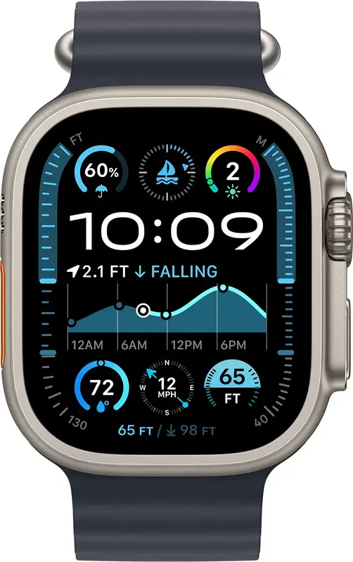 Ремінець для годинника Apple Watch 49/46/45/44mm Navy Ocean Band Extension - Natural Titanium Finish фото