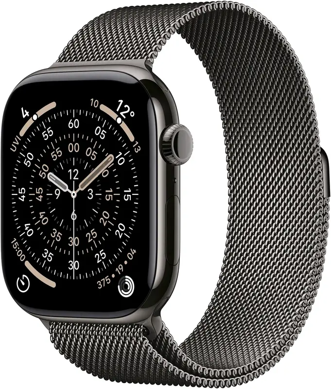 Apple Watch Series 11 GPS + Cellular 46 mm Slate Titanium Case with Slate Milanese Loop - S/M (MFD34RK/A) - фото - №0
