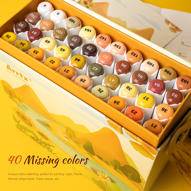 Спиртовые маркеры Arrtx Alp (40 цветов, желтый тон) LC302185 фото