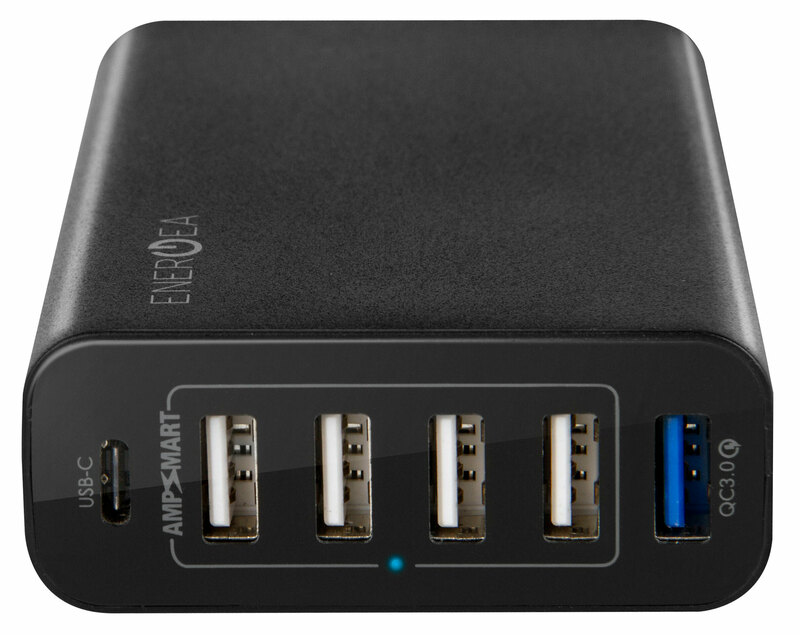 Універсальний мережевий ЗП Energea USB 6х (QC3.0 USB-C) чорний фото