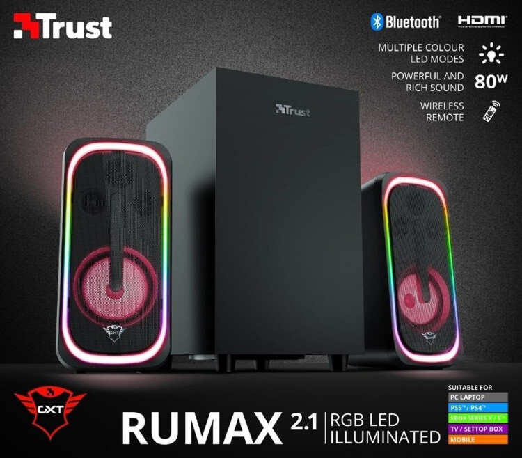 Акустична система Trust 2.1 GXT 635 Rumax RGB (Black) 23927_TRUST фото