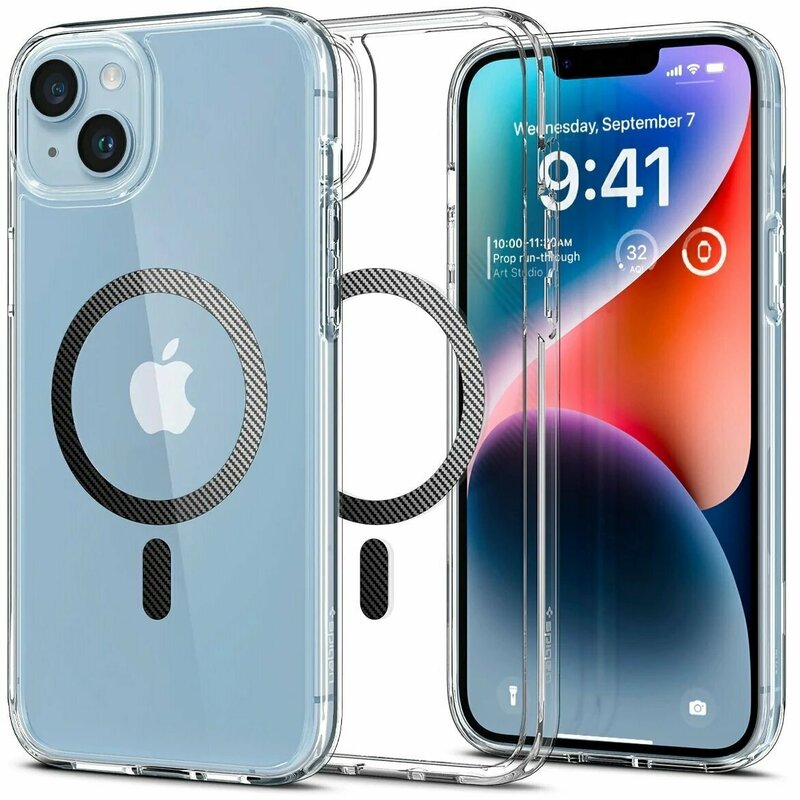 Чохол для iPhone 14 Plus Spigen Ultra Hybrid MagFit (Carbon Fiber) - фото - №4
