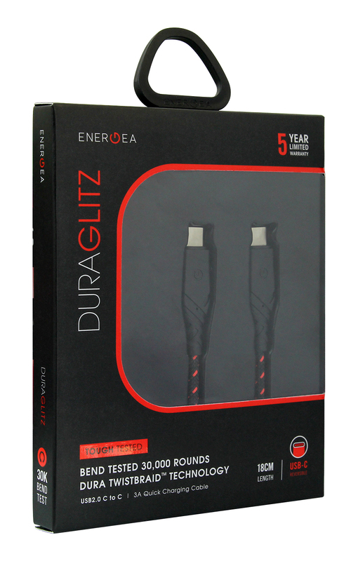 Kабель Energea DuraGlitz 18cm USB-C to USB-C (Red) фото