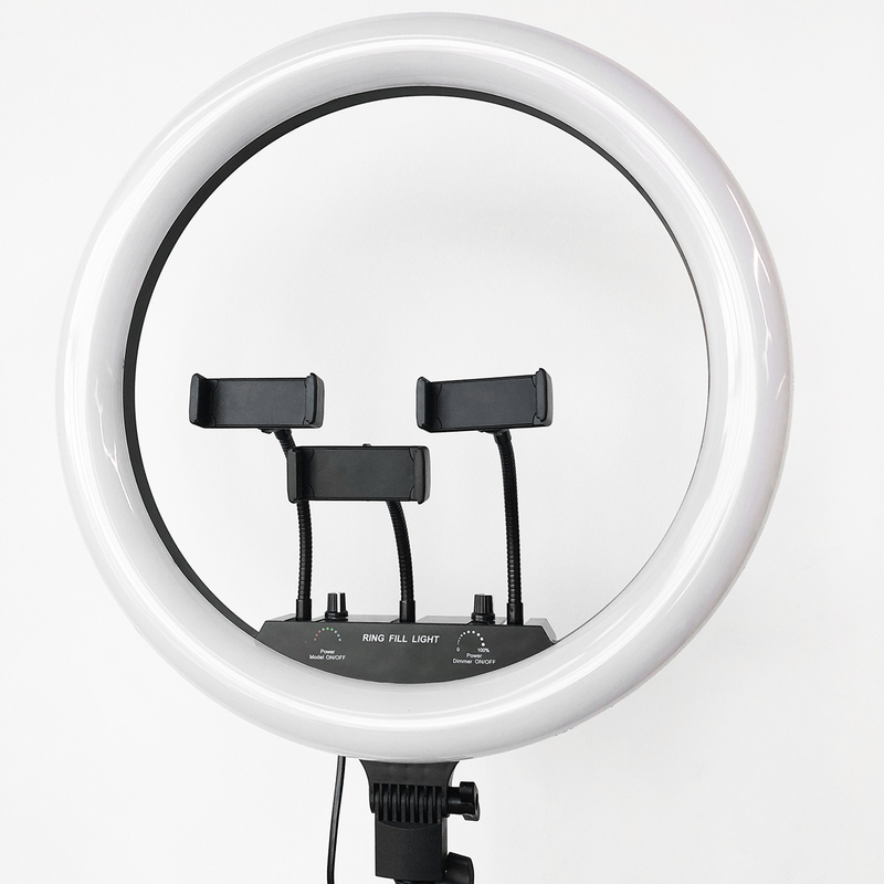 Кольцевая светодиодная LED лампа Lovely Stream 18 c пультом управления и штативом фото