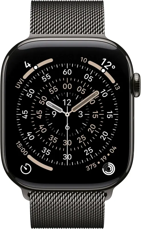 Apple Watch Series 11 GPS + Cellular 46 mm Slate Titanium Case with Slate Milanese Loop - S/M (MFD34RK/A) - фото - №1